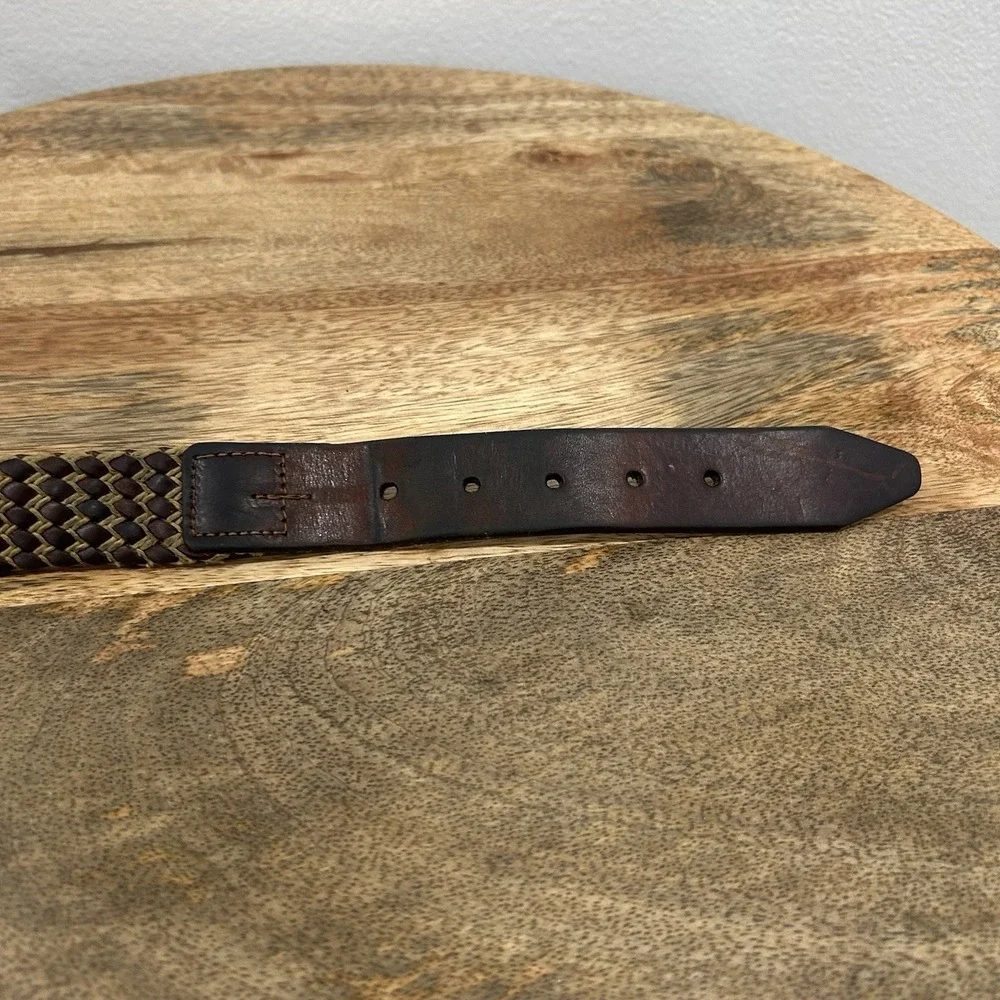 Martin Dingman 36/90 Leather Braided/Woven Owen Belt 50019 Brown/Cream